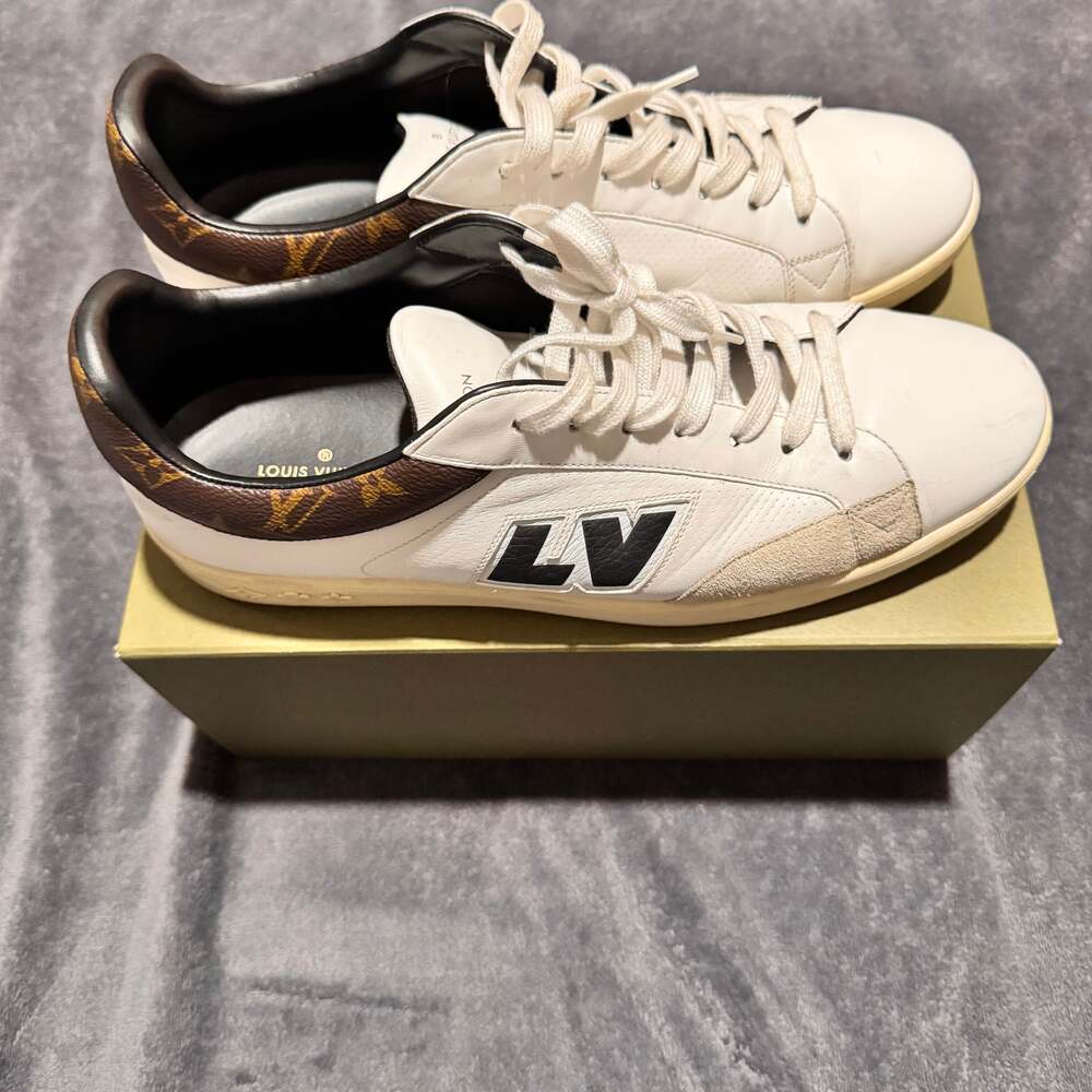 Louis Vuitton Monogram White Leather Sneakers - Picture 2 of 8